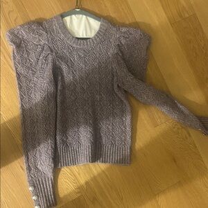 Lilac Cable Knit Puff Shoulder Sweater
